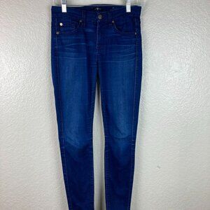 7 For All Mankind Women's The Skinny Ankle Dark Wash Stretch Jeans Sz 26